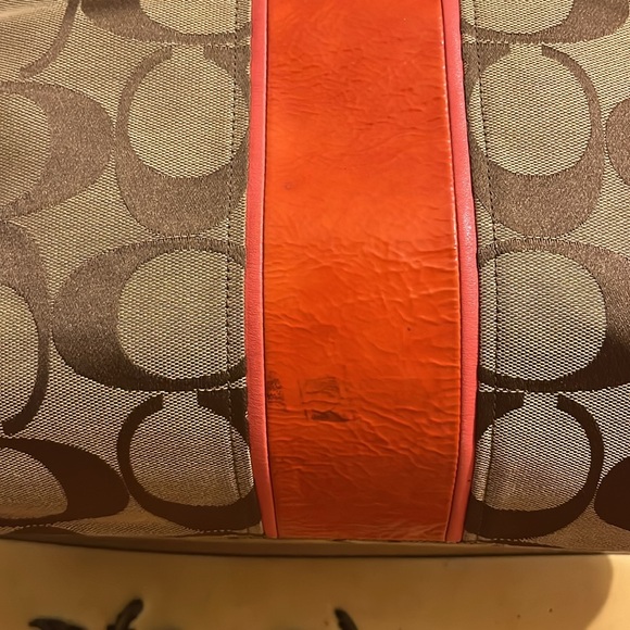 Coach Signature Coral Patent Leather/Canvas Tote - Picture 4 of 12